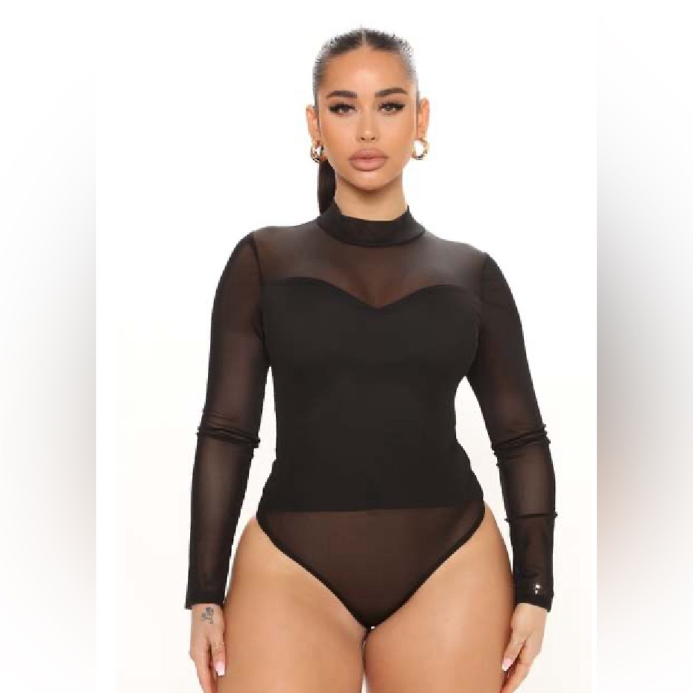brand new fashionova black mesh bodysuit top